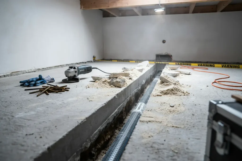 bilning av betonggolv f r nya avlopp i sundbyberg stockholm
